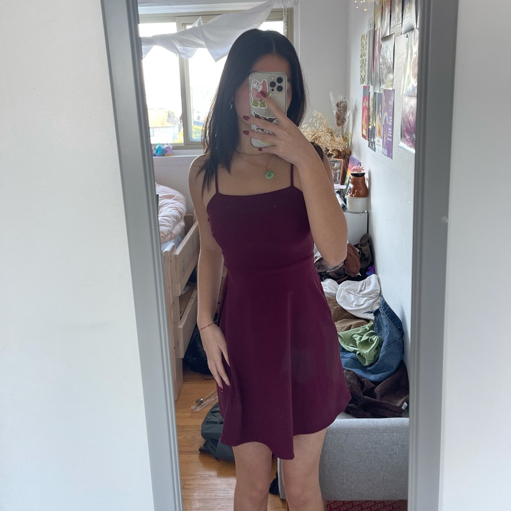 purple / burgundy forever 21 tie back mini dress